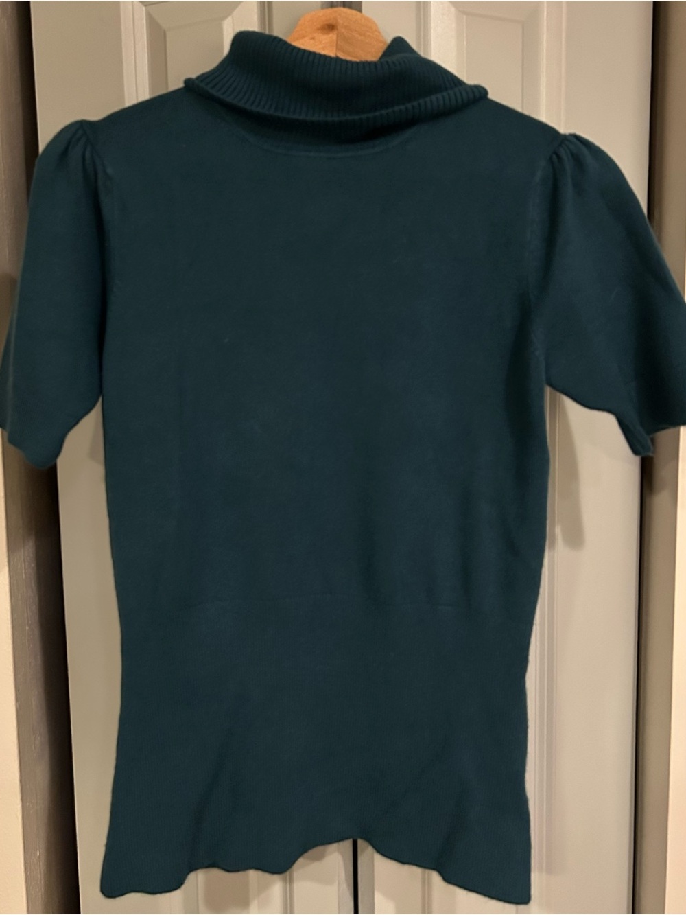 French Connection Teal Short-Sleeve Turtleneck Top